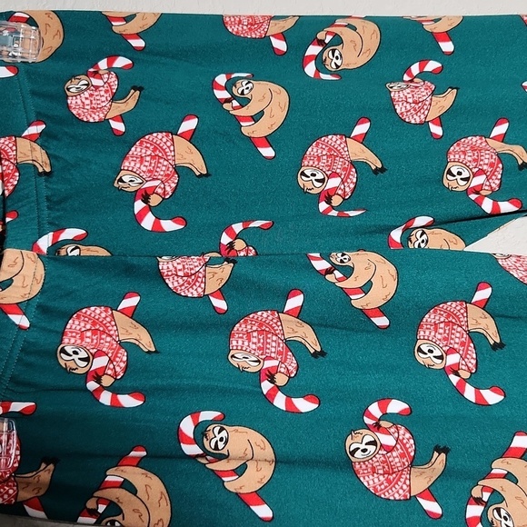 Gold Metal Leggings Womens size M juniors Sloth Christmas - Picture 2 of 8